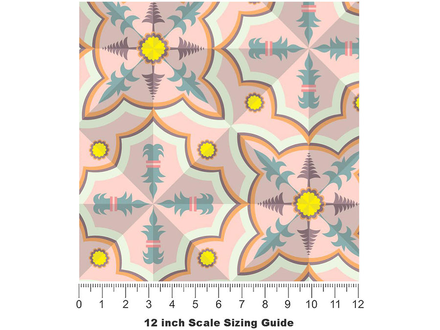 Dahlia Tile Vinyl Film Pattern Size 12 inch Scale~Rwraps Dahlia Tile Sizing Chart~3