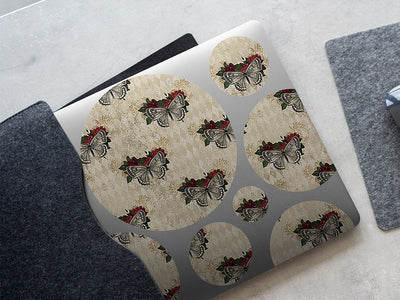 damask moths gothic DIY Laptop Stickers