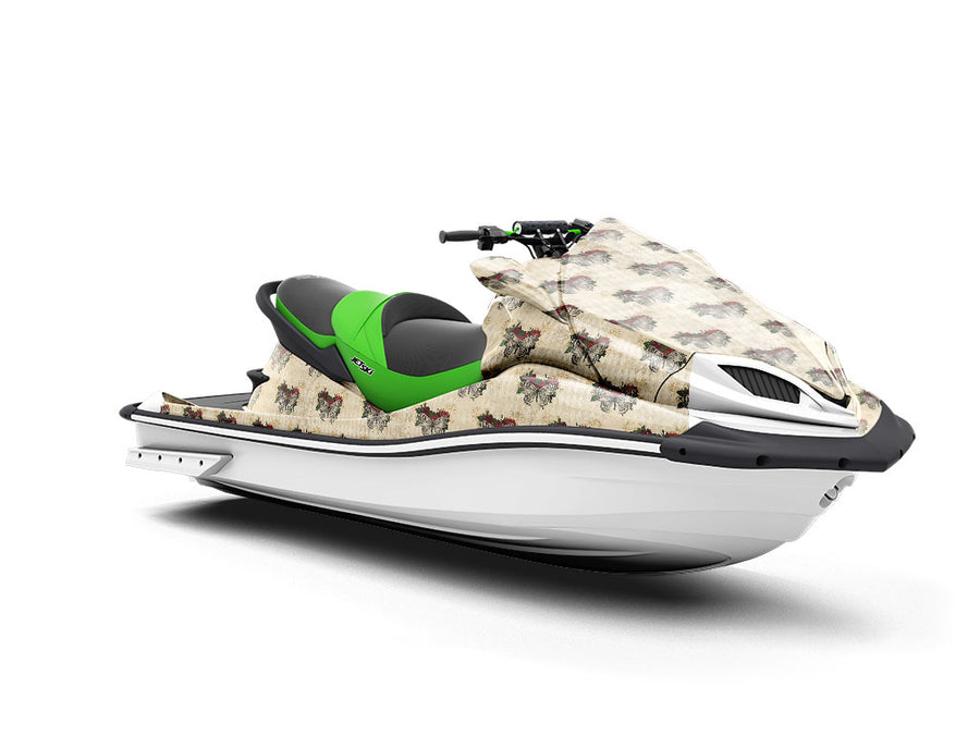 Damask Moths Gothic Jet Ski Vinyl Customized Wrap
