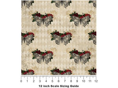 Damask Moths Gothic Vinyl Film Pattern Size 12 inch Scale~Rwraps Damask Moths Gothic Sizing Chart~2