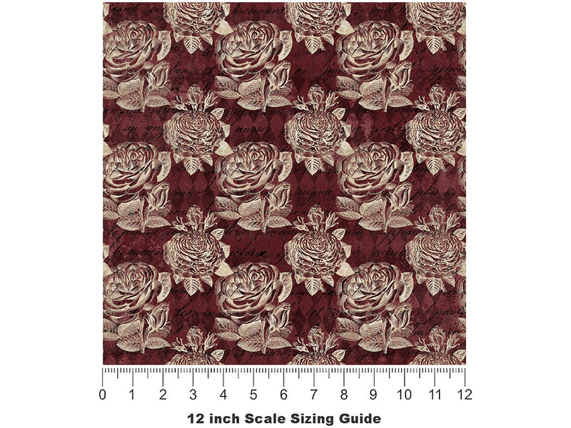 Damask Roses Gothic Vinyl Film Pattern Size 12 inch Scale~Rwraps Damask Roses Gothic Sizing Chart~2
