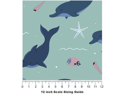 Dancing Dolphins Marine Life Vinyl Film Pattern Size 12 inch Scale~Rwraps Dancing Dolphins Marine Life Sizing Chart~2