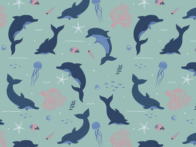 Dancing Dolphins Marine Life Vinyl Wrap Pattern~Rwraps Series 914 Digitally Printed Vinyl Wrap~0