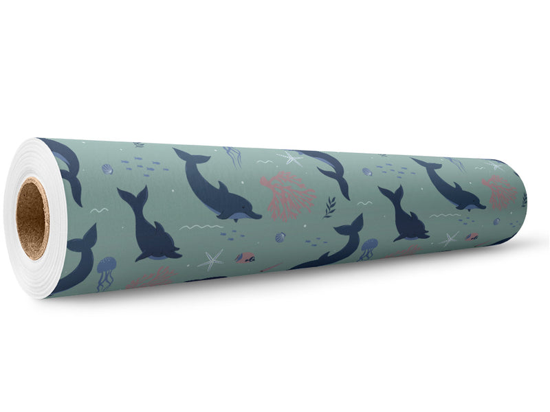 Dancing Dolphins Marine Life Wrap Film Wholesale Roll~Rwraps Series 914 Digitally Printed Vinyl Roll~5