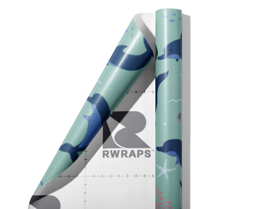 Dancing Dolphins Marine Life Wrap Film Sheets~Rwraps Series 914 Dancing Dolphins Marine Life Scrolled Sheet~3