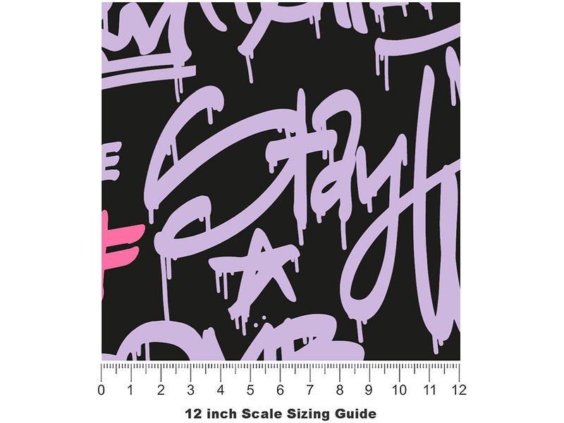 Dare to Be Graffiti Vinyl Film Pattern Size 12 inch Scale~Rwraps Dare to Be Graffiti Sizing Chart~3