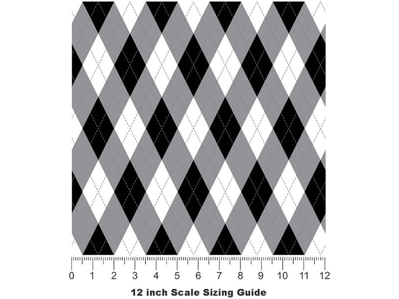 Dark Carbon Argyle Vinyl Film Pattern Size 12 inch Scale~Rwraps Dark Carbon Argyle Sizing Chart~2