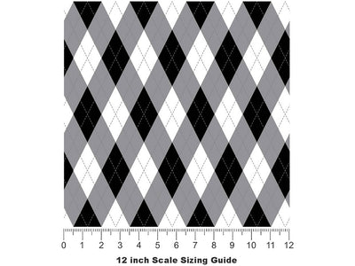 Dark Carbon Argyle Vinyl Film Pattern Size 12 inch Scale~Rwraps Dark Carbon Argyle Sizing Chart~2
