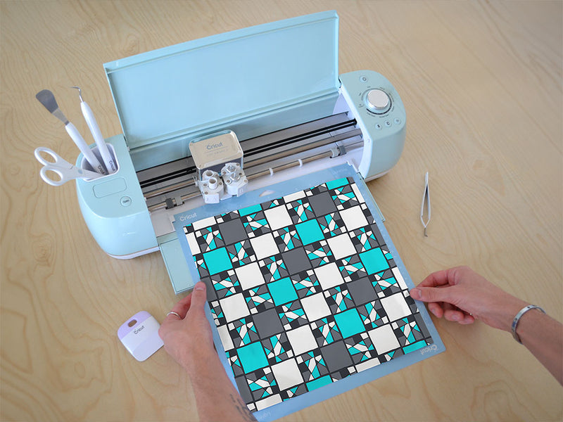 dark cyan mosaic Cricut Compatible Vinyl