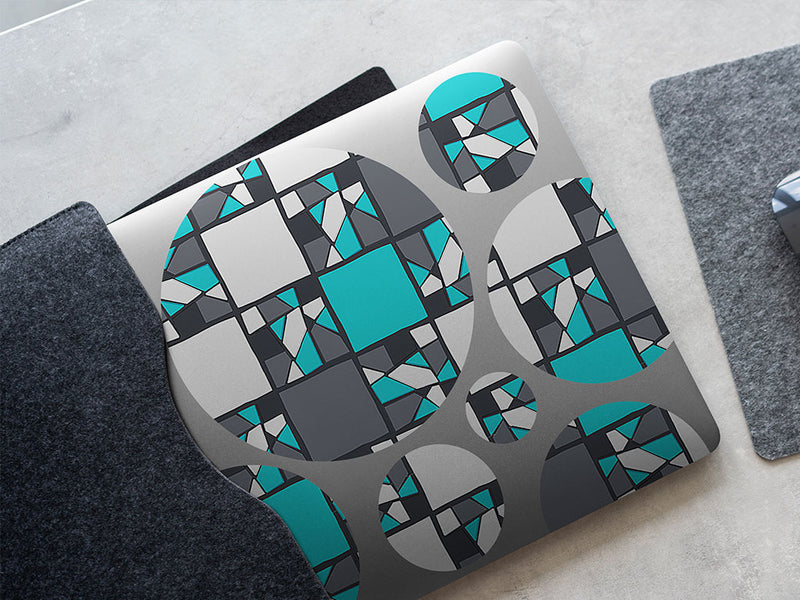 dark cyan mosaic DIY Laptop Stickers