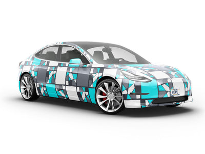 Dark Cyan Mosaic Vehicle Vinyl Wrap