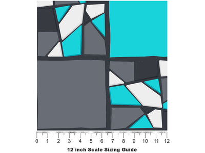 Dark Cyan Mosaic Vinyl Film Pattern Size 12 inch Scale~Rwraps Dark Cyan Mosaic Sizing Chart~2