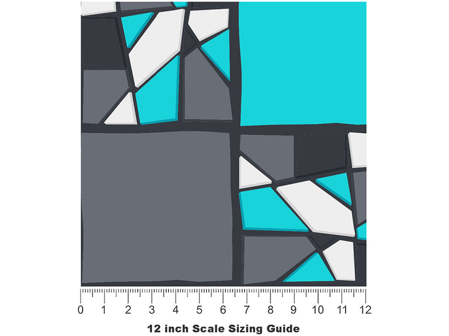 Dark Cyan Mosaic Vinyl Film Pattern Size 12 inch Scale~Rwraps Dark Cyan Mosaic Sizing Chart~2