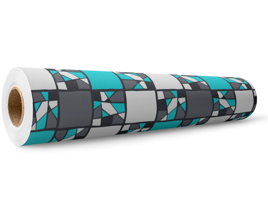 Dark Cyan Mosaic Wrap Film Wholesale Roll~Rwraps Series 914 Digitally Printed Vinyl Roll~5