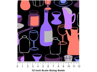 Dark Decanters Alcohol Vinyl Film Pattern Size 12 inch Scale~Rwraps Dark Decanters Alcohol Sizing Chart~2