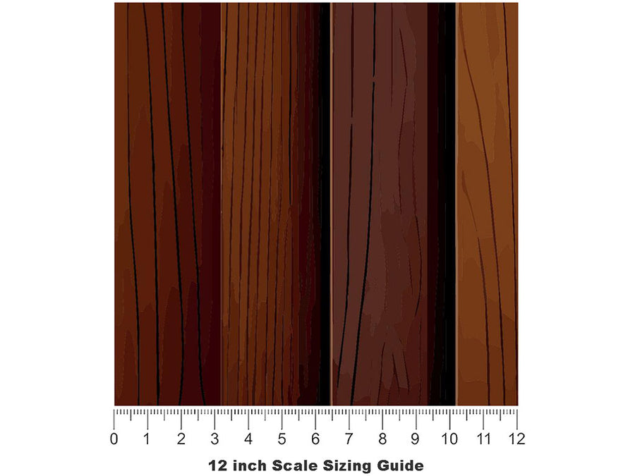 Dark Gradient Wood Plank Vinyl Film Pattern Size 12 inch Scale~Rwraps Dark Gradient Wood Plank Sizing Chart~3