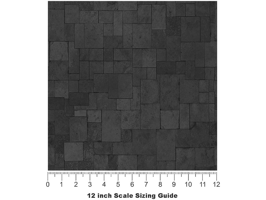 Dark Grey Brick Vinyl Film Pattern Size 12 inch Scale~Rwraps Dark Grey Brick Sizing Chart~3