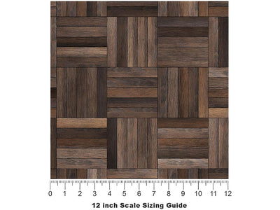 Dark Oak Wooden Parquet Vinyl Film Pattern Size 12 inch Scale~Rwraps Dark Oak Wooden Parquet Sizing Chart~3
