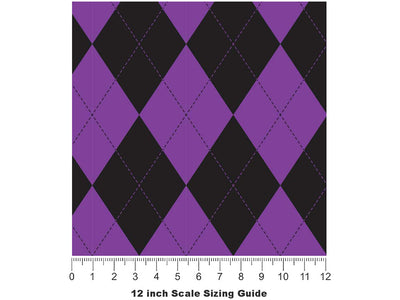 Dark Orchid Argyle Vinyl Film Pattern Size 12 inch Scale~Rwraps Dark Orchid Argyle Sizing Chart~2