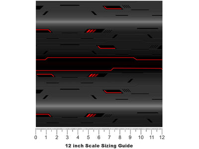 Dark Scarlet  Technology Vinyl Film Pattern Size 12 inch Scale~Rwraps Dark Scarlet  Technology Sizing Chart~3