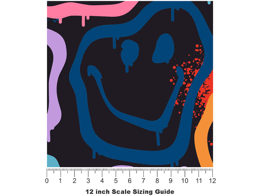 Dark Smiles Graffiti Vinyl Film Pattern Size 12 inch Scale~Rwraps Dark Smiles Graffiti Sizing Chart~3
