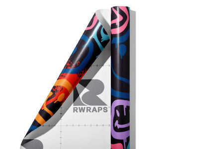 Dark Smiles Graffiti Wrap Film Sheets~Rwraps Series 914 Dark Smiles Graffiti Scrolled Sheet~4