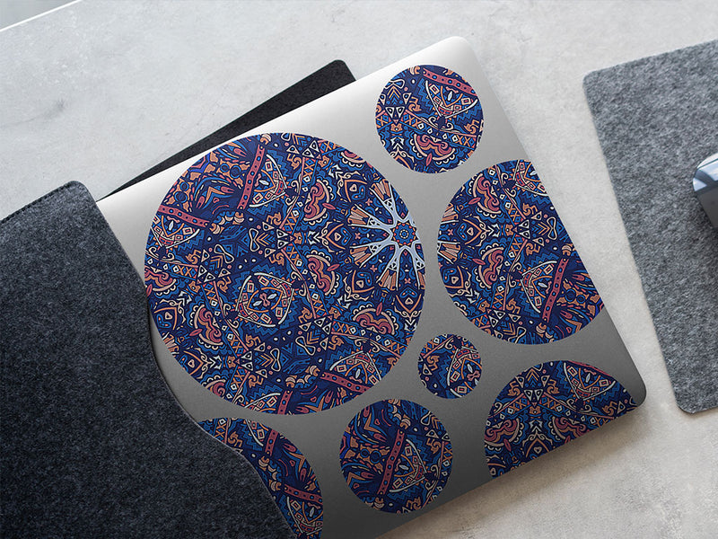 darkened snowflake mandala DIY Laptop Stickers
