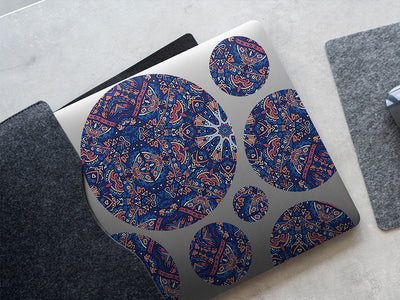 darkened snowflake mandala DIY Laptop Stickers
