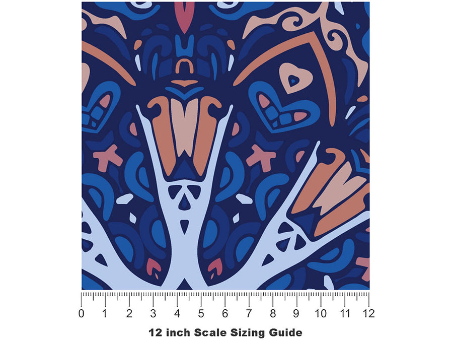 Darkened Snowflake Mandala Vinyl Film Pattern Size 12 inch Scale~Rwraps Darkened Snowflake Mandala Sizing Chart~2