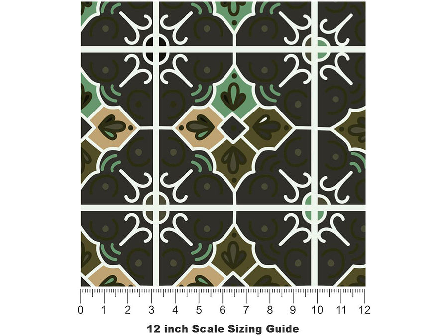Daylily Tile Vinyl Film Pattern Size 12 inch Scale~Rwraps Daylily Tile Sizing Chart~3