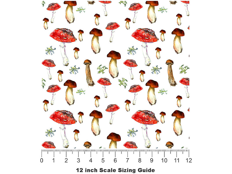 Daytime Fungus Mushroom Vinyl Film Pattern Size 12 inch Scale~Rwraps Daytime Fungus Mushroom Sizing Chart~2