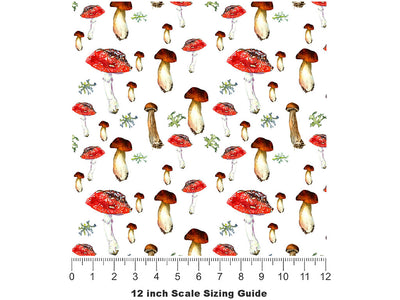 Daytime Fungus Mushroom Vinyl Film Pattern Size 12 inch Scale~Rwraps Daytime Fungus Mushroom Sizing Chart~2