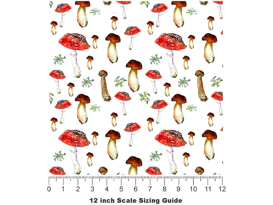 Daytime Fungus Mushroom Vinyl Film Pattern Size 12 inch Scale~Rwraps Daytime Fungus Mushroom Sizing Chart~2
