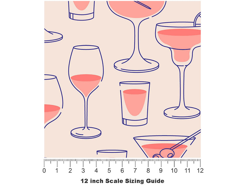 Daytime Rosé Alcohol Vinyl Film Pattern Size 12 inch Scale~Rwraps Daytime Rosé Alcohol Sizing Chart~2