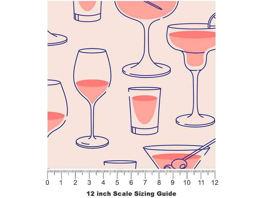 Daytime Rosé Alcohol Vinyl Film Pattern Size 12 inch Scale~Rwraps Daytime Rosé Alcohol Sizing Chart~2