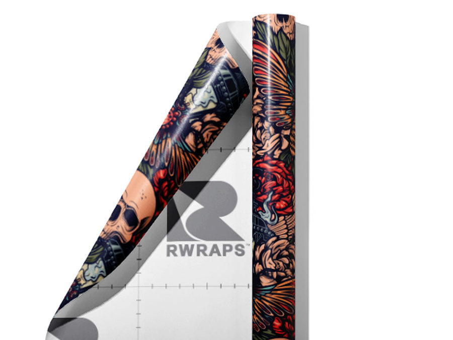 Death Moth Sticker Bomb Wrap Film Sheets~Rwraps Series 914 Death Moth Sticker Bomb Scrolled Sheet~4