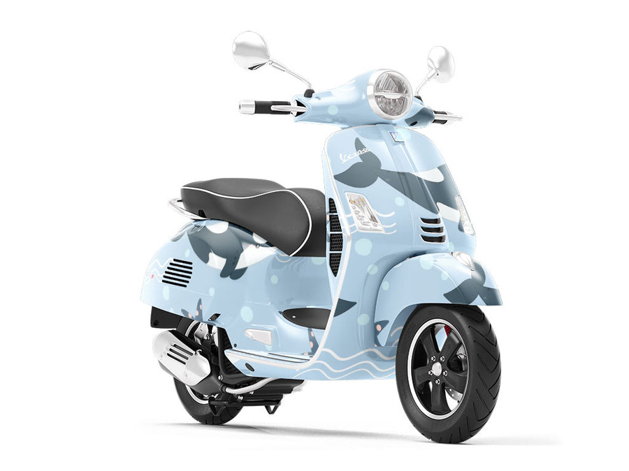 Deep Blue Marine Life Vespa Scooter Wrap Film