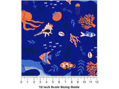 Deep Dive Marine Life Vinyl Film Pattern Size 12 inch Scale~Rwraps Deep Dive Marine Life Sizing Chart~2
