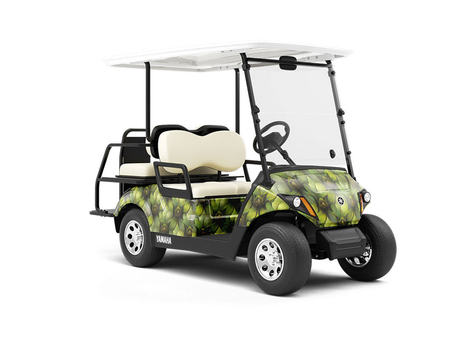 Dense Foliage Floral Wrapped Golf Cart