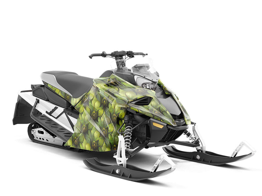 Dense Foliage Floral Custom Wrapped Snowmobile