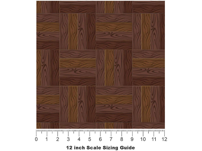 Diagonal Webbing Wooden Parquet Vinyl Film Pattern Size 12 inch Scale~Rwraps Diagonal Webbing Wooden Parquet Sizing Chart~3