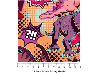 Dino Might Sticker Bomb Vinyl Film Pattern Size 12 inch Scale~Rwraps Dino Might Sticker Bomb Sizing Chart~3