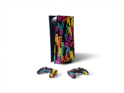 disco backfire abstract geometric Sony PS5 DIY Skin