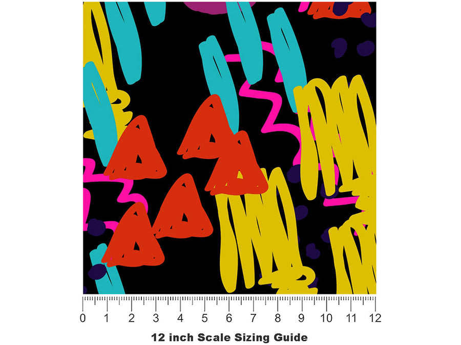 Disco Backfire Abstract Vinyl Film Pattern Size 12 inch Scale~Rwraps Disco Backfire Abstract Sizing Chart~2