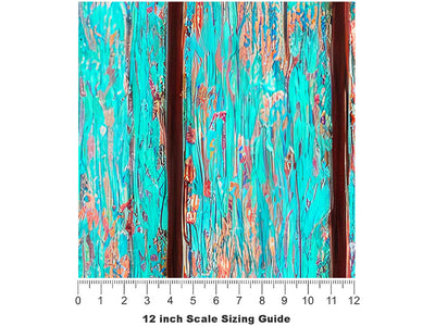 Distressed Aqua Wood Plank Vinyl Film Pattern Size 12 inch Scale~Rwraps Distressed Aqua Wood Plank Sizing Chart~3