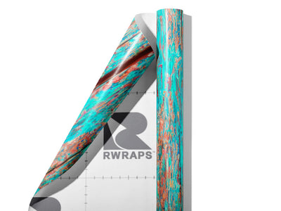 Distressed Aqua Wood Plank Wrap Film Sheets~Rwraps Series 914 Distressed Aqua Wood Plank Scrolled Sheet~4