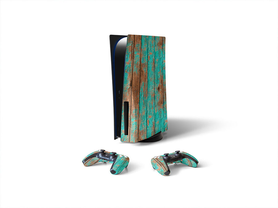 distressed aquamarine  Sony PS5 DIY Skin