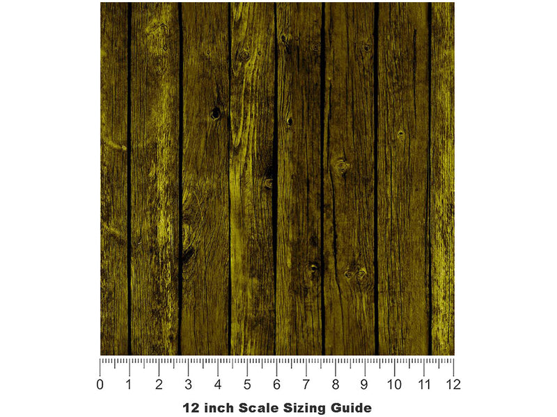 Distressed Aureolin Wood Plank Vinyl Film Pattern Size 12 inch Scale~Rwraps Distressed Aureolin Wood Plank Sizing Chart~3
