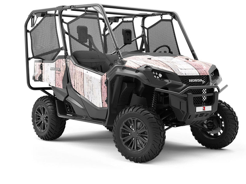 Distressed Blush Wood Plank Utility Vehicle Vinyl Wrap