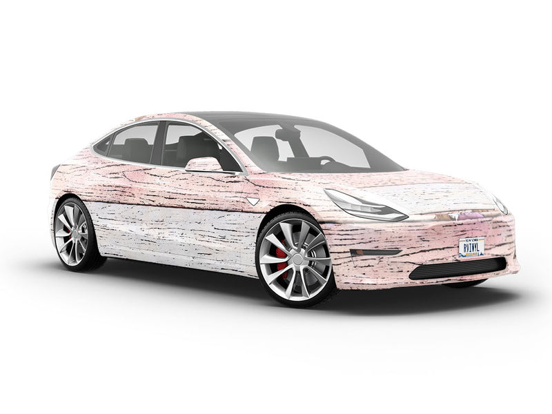Distressed Blush Wood Plank Vehicle Vinyl Wrap
